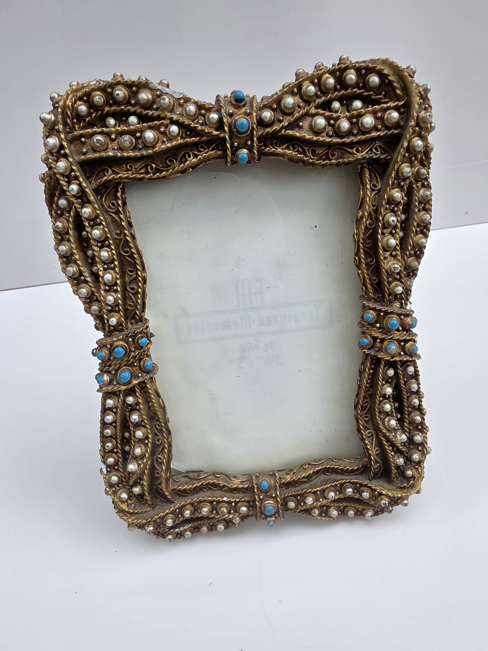 GANZ Gold-Tone Frame with Faux Pearls and Turquoise Accents